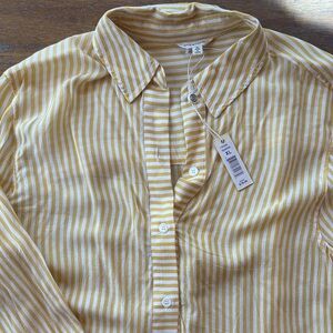 NWT Yellow Striped Shirt Swim Coverup.Soft & lightweight,perfect poolside chic.